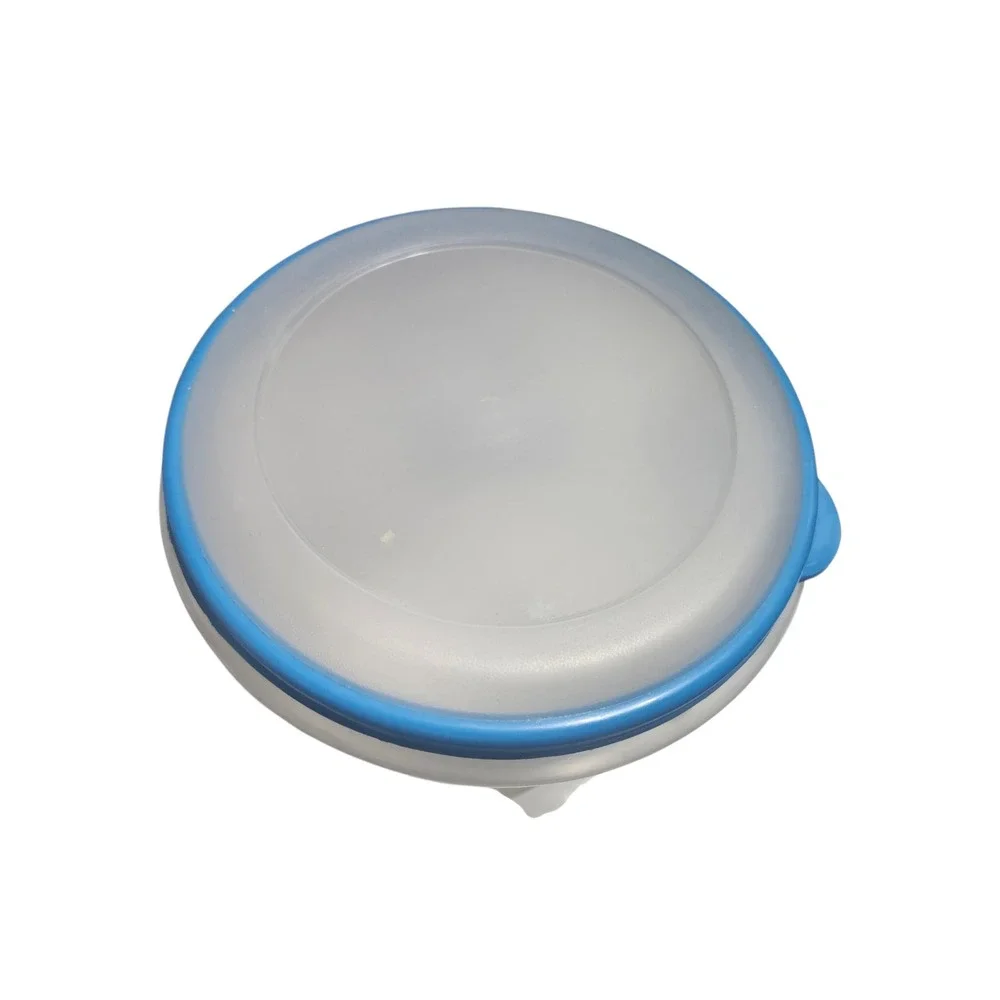 Clear Round Plastic Food‎ Storage Container Canister with Blue Seal Lid